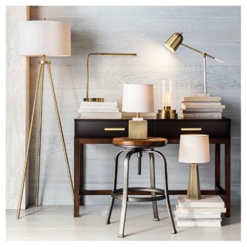 Drum Linen Lamp Shade White Large - Threshold™: Slip Uno Fitter, Plain Weave Texture, No Assembly Required