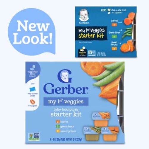 Gerber My 1st Veggies Starter Kit, Baby Food Puree, 2 oz Tubs, Variety (6 Pack)