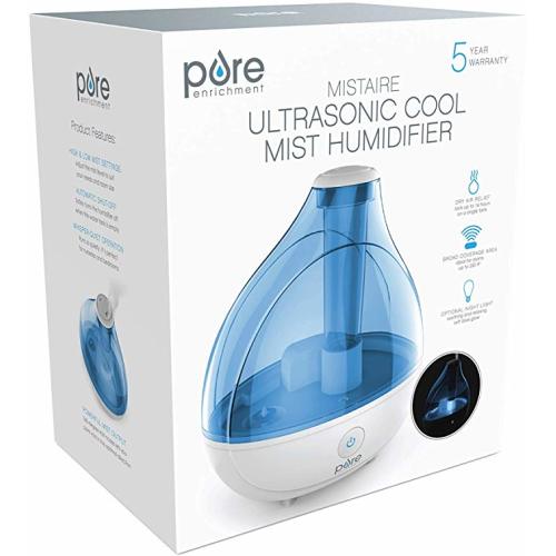 Pure Enrichment MistAire Ultrasonic Cool Mist Humidifier - Premium Humidifying Unit with Whisper-Quiet Operation, Automatic Shut-Off and Night Light Function - Lasts Up to 16 Hours