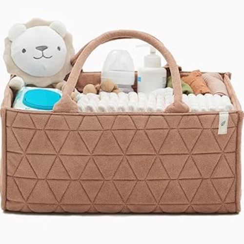 Baby Diaper Caddy Organizer Soft Nursery Storage Basket for Changing Station Girl and Boy - Baby Registry Must Haves Newborn Essentials - Gift for Baby Shower Car Caddy Organizer (Macchiato)