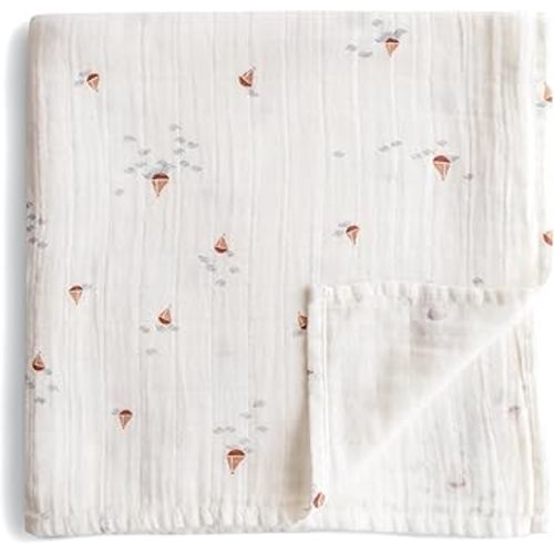 mushie Muslin Baby Swaddle Blanket (Boats Print)