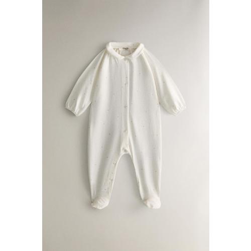 MOON FOOTED ROMPER - Oyster-white