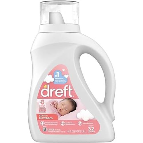 Dreft Stage 1: Newborn Baby Liquid Laundry Detergent, 32 loads, 46 fl oz