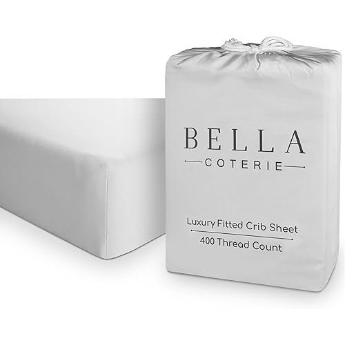 Bella Coterie Luxury Bamboo Crib Sheet | Organically Grown | Ultra Soft | Cooling for Better Sleep | Deep Pocket Fitted Sheet for Crib & Toddler Mattress | Viscose Made from Bamboo [Grey Mist]