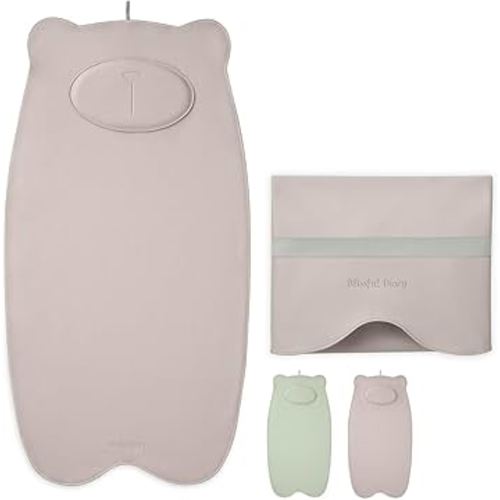 Blissful Diary Vegan Leather Portable Changing Pad, Wipeable, Waterproof Diaper Changing Mat, Newborn Shower Gifts, with Built-in Padding, Taupe