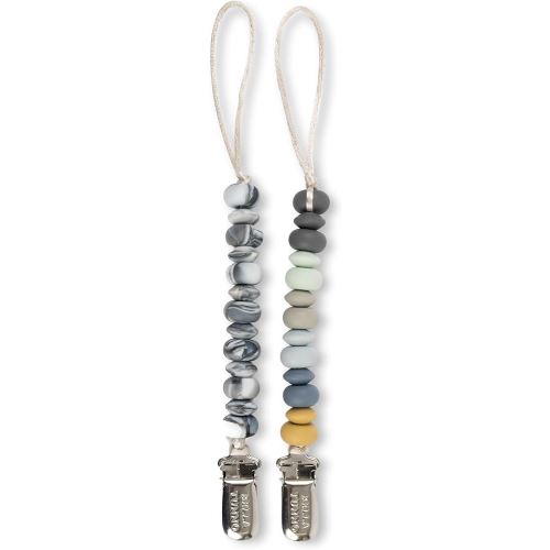 Bella Tunno Pacifier Clip Set – Soft Silicone Pacifier Clip for Infant and Baby Pacifier, Convenient and Lightweight, Non-Toxic and BPA Free Silicone (Soft Neutral)