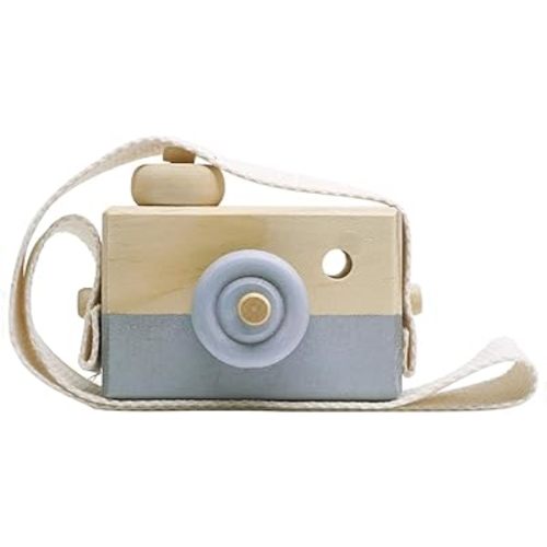 Baby Toy Wooden Mini Camera Toy, Baby Kids Cute Mini Sharpe Toy, Neck Hanging Photographed Props for Baby Toddlers Children Kids' Room Hanging Decor Gift (Gray)