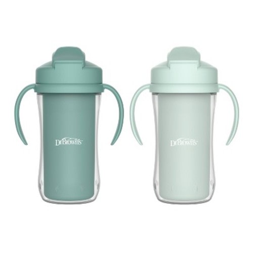 Dr. Brown's 10oz Insulated Straw Cups - Sage - 2pk