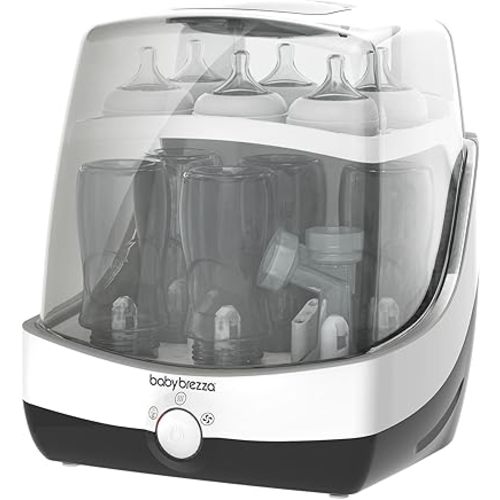 Baby Brezza 10 Minute Baby Bottle Sterilizer + Dryer - Superfast Electric Steam Sterilization - Universal Sterilizing for All Bottles, Pacifiers + Breast Pump Parts