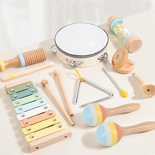 Baby Musical Instruments for Toddlers 1-3, 8PCS Montessori Musical Toy Set with Xylophone, Drum, Maracas...Perfect Toy Gift for 1-3 Year Old Boy Girl