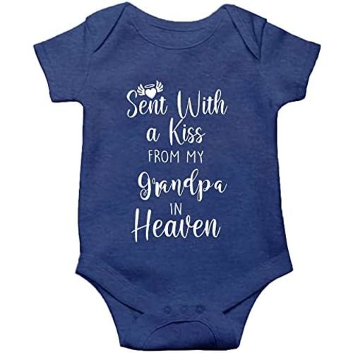 Baby Onesie,Sent with A Kiss from My Grandpa in Heaven-Newborn Infant Baby Bodysuit White Long Sleeve 0-24 Months