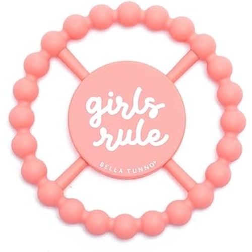 Bella Tunno Happy Teether for Girls– Soft & Easy Grip Baby Girl Teether Toy, Silicone Teether Ring to Help Soothe Gums, Non-Toxic and BPA Free, Girls Rule
