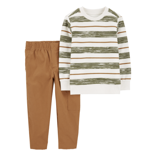 Baby 2-Piece Striped French Terry Tee & Pull-On Canvas Pant Set - Carter's | Carter's