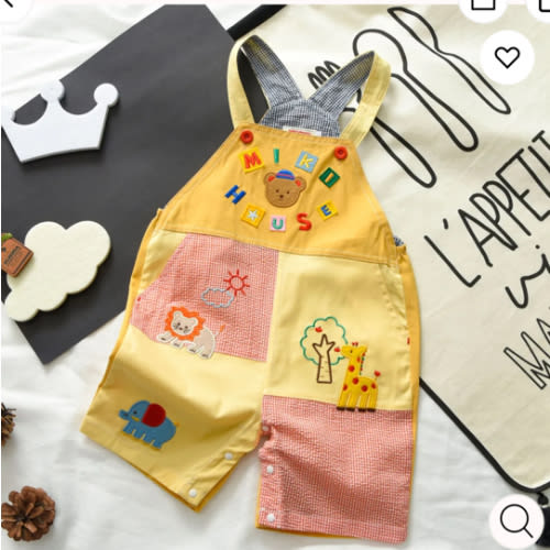 MIKI HOUSE Toddler Bear T-Shirt/Denim Overalls