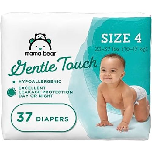 Amazon Brand - Mama Bear Gentle Touch Diapers, Hypoallergenic, Size 4, White, 37 Count