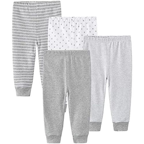 Unisex Newborn Baby Pants Cotton Infant Bottoms for Baby Boy and Girls 0-3 Months 4-Pack