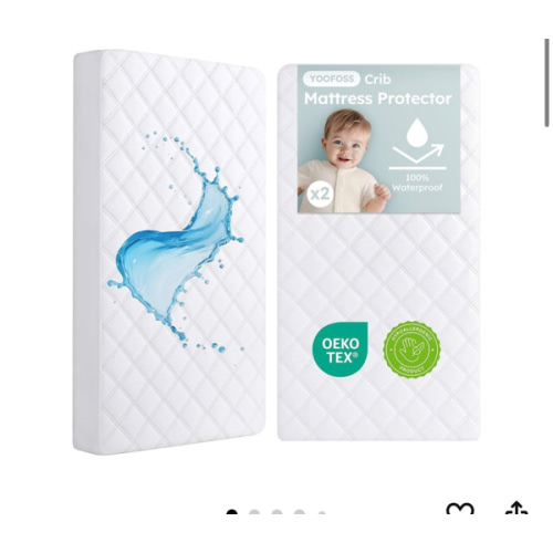 Yoofoss Waterproof Crib Mattress Protector 2 Pack, Quilted Crib Mattress Pad Cover Ultra Soft and Breathable, Machine Washable Toddler Mattress Protector for Standard Baby Crib Size 52''x28''