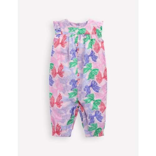Girls Ruffle Sleeve Romper-French Pink Bows