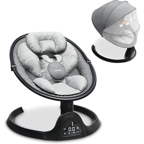 Electric Baby Swing Newborn to 12 Months - Smart Automatic Baby Rocker Swing with Adjustable Height, 5 Swing Modes, Lullaby Songs, IMD Panel - Stationary Baby Swings for Infants Girls & Boys