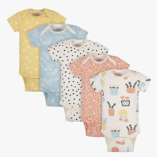 Grow by Gerber baby-girls 5-pack Short-sleeve Onesies Bodysuits