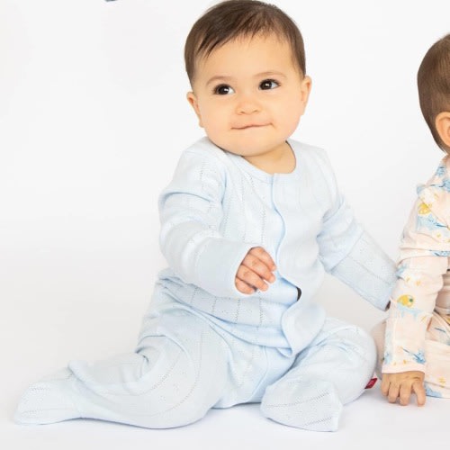 love lines ice water organic cotton pointelle magnetic parent favorite footie