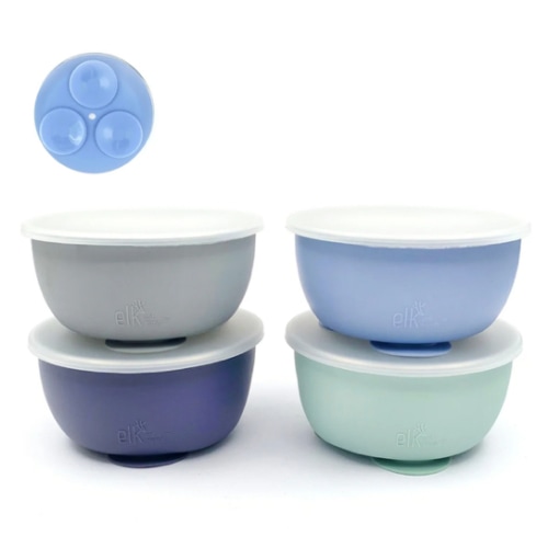 Stainless Steel Bowl with Silicone Suction Sleeve + Lids