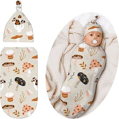 Swaddling Blanket for Baby, Soft Sleeping Bag, Sack for Newborn Boys Girls, Unisex Baby Stuff, Mushroom
