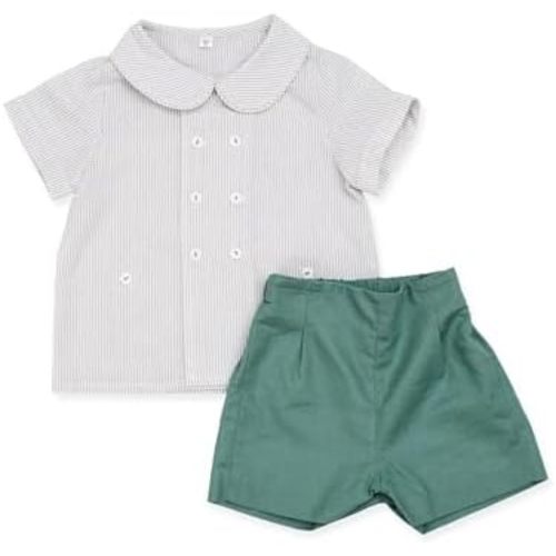 Twoflower toddler Kids Baby Boys' 2-Piece outfit set for spring Long sleeved suit with embroidery clothes 1-6 Years