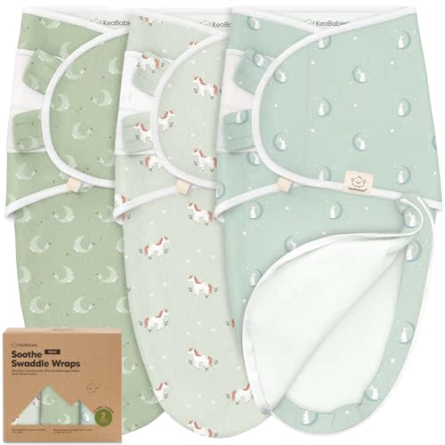 KeaBabies Newborn Swaddles with Zippers, 3pk Baby Swaddle (Lunaris, 0-3M) | Organic Cotton Swaddles for Newborn, Baby Swaddle 0-3 Months, Infant, Baby Girls, Boys, Soft & Durable, Easy Diaper Change