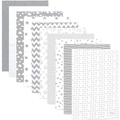 Comfy Cubs Burp Cloths 10 Pack Large 100% Cotton Washcloths Double Layered Absorbent Burping Cloth Extra Absorbent Baby Burp Cloth Extra Soft for Boys and Girls (Grey Pattern, Pack of 10)