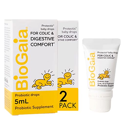 BioGaia Protectis Baby Probiotic Drops | Baby Essentials for Colic & Gas Relief | Safe for Newborns | Ease Crying, Fussing, Colic, Gas, Spit-ups & Constipation | No Dairy, Soy & Gluten | 5mL (2-Pack)