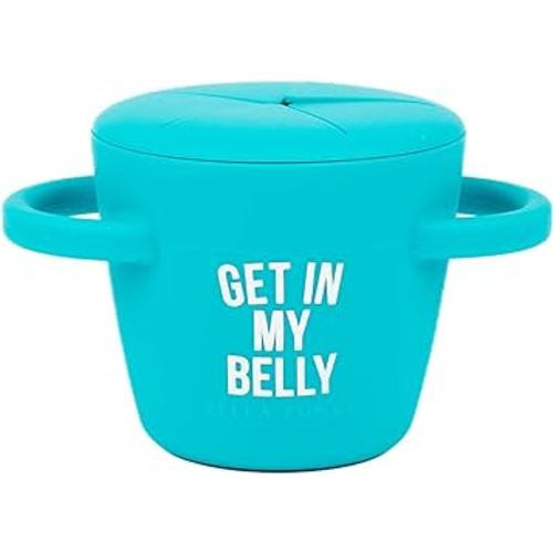 Bella Tunno Happy Snacker – Spill Proof Snack Cups for Toddlers and Babies, Snack Containers Made from Silicone BPA Free, Soft Opening & Removable Lid (Get in My Belly)