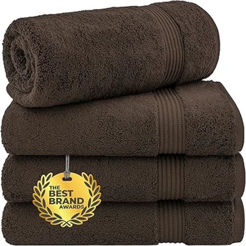 Cotton Paradise 4 Piece Bath Towels, 100% Cotton Extra Large Towels Bathroom Set