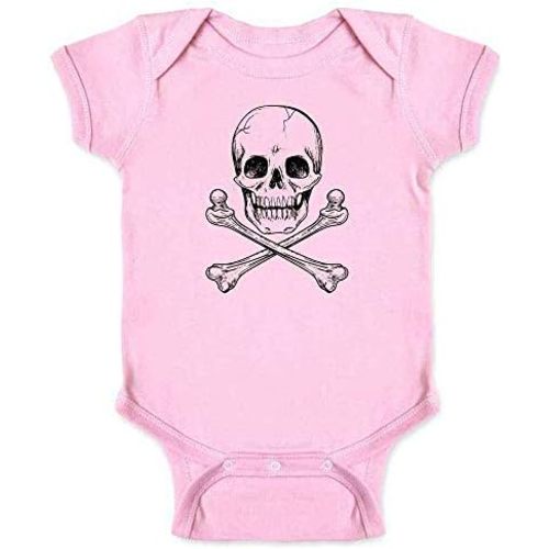 Pop Threads Skull and Cross Bones Poison Classic Retro Creepy Horror Halloween Infant Baby Boy Girl Bodysuit