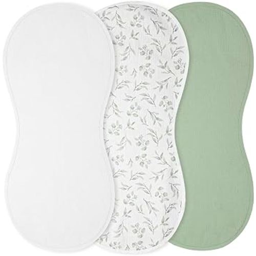 Hahafelt 3 Pcs Changing Pad Liners Fits in Peanut Shape Changing Pad Waterproof Diaper Mats Organic Cotton Peanut Mats are Warm on a Baby's Back, Washable Reusable (Print Style,White)