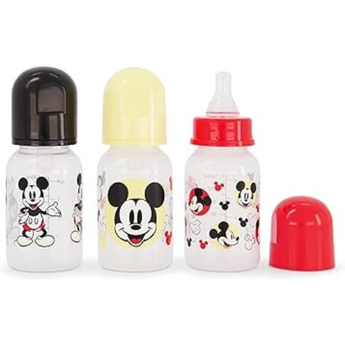 Baby Bottles 5 oz for Boys and Girls| 3 Pack of Disney "Mickey Whats Happening" Infant Bottles for Newborns and All Babies | BPA-Free Plastic Baby Bottle for Baby Shower