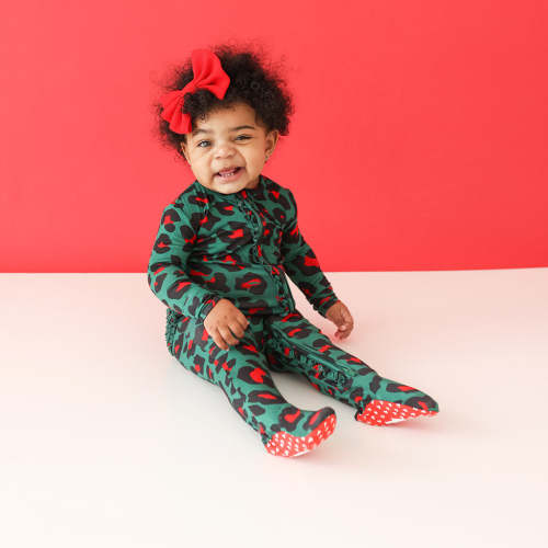 Leopard Green Baby Girl Sleeper | Whitley Grace – poshpeanut.com