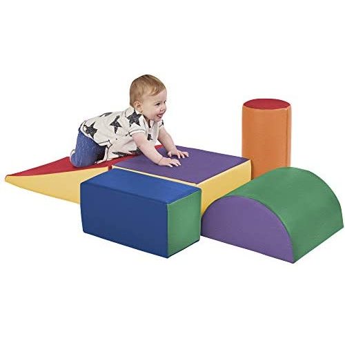 ECR4Kids - ELR-12683 SoftZone Climb and Crawl Activity Play Set, Lightweight Foam Shapes for Climbing, Crawling and Sliding, Safe Foam Playset for Toddlers and Preschoolers, 5-Piece Set, Primary,Assorted