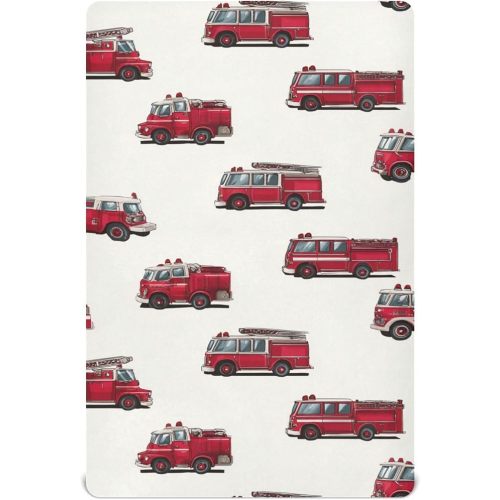 Fire Trucks Vintage Crib Sheets