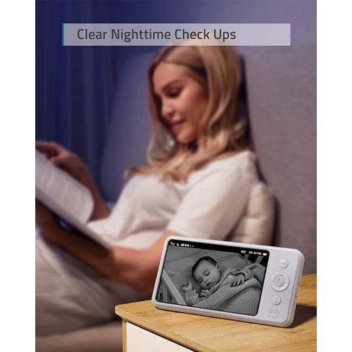 eufy Security, SpaceView Pro Video Baby Monitor with 5" Screen, Two-Way Audio, Security Camera, 720p, Pan & Tilt, Night Vision, Lullaby Player, Wide Angle Lens Not Included (No App Required) - white