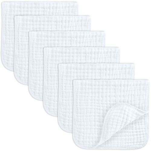 Muslin Burp Cloths Large 100% Cotton By Comfy Cubs (white, Pack Of 6)