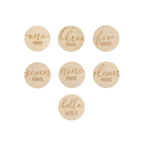 Pearhead Baby Wooden Monthly Milestone Double-Sided Props, Numbers 1-12, Gender Neutral, Beige