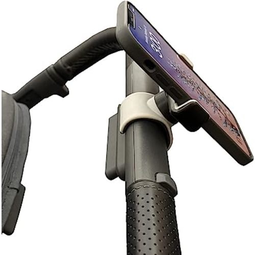 Stroller Phone Holder, Shopping Cart Phone Holder - Stable & Secure Fit on Handlebars - One-Hand Operation to Put On/Take Off Phone - 360 Degree Rotation - for All Phone Types
