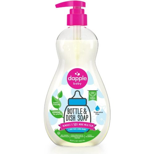Dapple Baby Bottle Soap, Hypoallergenic Dish Soap for Baby Bottles, Powered by Plants, Fragrance Free, 16.9 Fl Oz (Pack of 1)