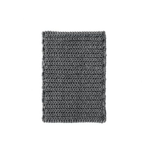 17"x24" Braided Cotton Chenille Chain Stitch Bath Rug Dark Gray