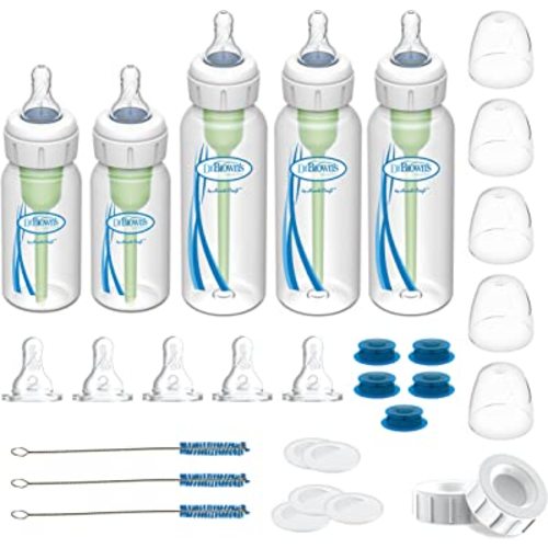 Dr. Brown’s Specialty Feeding System Starter Kit, Narrow Baby Bottles, Infant-Paced Feeding Valve, Oral Feeding Solution for Infants with Cleft Lip, Tongue Tie, Lip Tie, 0m+