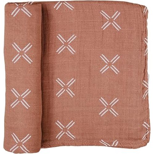Mebie Baby Just Peachy Muslin Swaddle, Modern and Neutral Swaddle Blanket for Baby Girl or Boy, Soft Baby Blankets, Newborn Swaddle Blanket, 0-3 Month, Comfy Wrap, Baby Essentials & Gifts