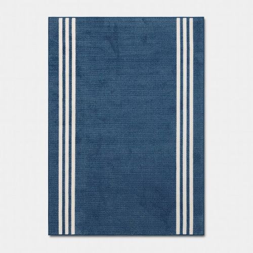 5'x7' Blue with Ivory Side Stripes Dorm Area Rug - Threshold™