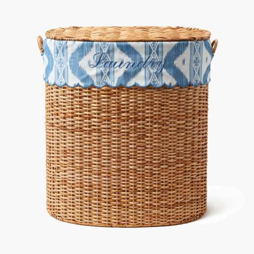 Isabella Rattan Laundry Basket with Ikat Liner