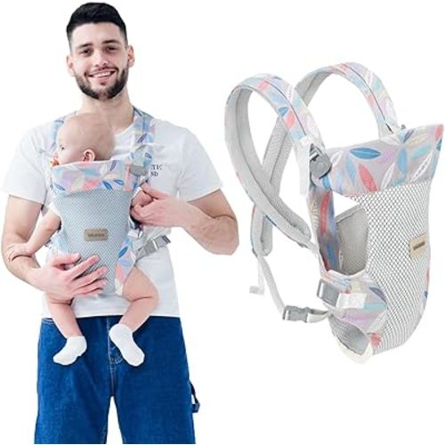 IULONEE Baby Carrier, Embrace Cozy 4-in-1 Infant Carrier Ergonomic Adjustable Holder Portable Convertible Front and Back Backpack Carry for Infants Toddlers Babies Girl and Boy 7-45 Pounds (Blue)